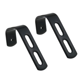 Maxmoral 2PCS Double Layer Slanted Bed Ladder Hooks PVC Coated Stainless Steel Iron Bed Brackets Heavy Duty RV Mounting Brackets Rubber Coated J Shaped Metal Hooks Includes Screws 32x32x72mm Black