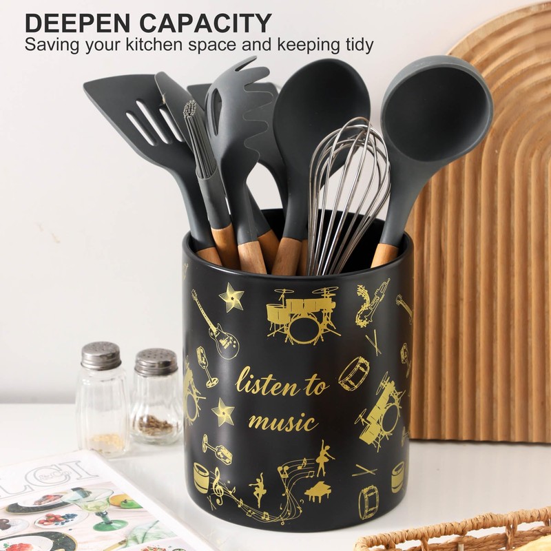 Howise 7" Music Utensil Holder, Large Kitchen Utensil Holder Organizer