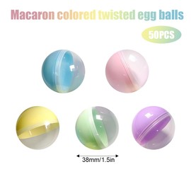 50 Pcs Small Round Capsules, Empty Clear Colored Capsules Twisted Round Balls Vending Gumball Machines Capsules Prize Container Fillable Surprise Ball for Kids Party Favor Prize (Style-A)