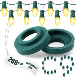Innconee 200 Pcs C9 Seal Ring Christmas Socket O-Ring Quick Connector Seals Protect C9 String Wire Strings with E17 Bases (Green)