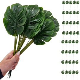 Maison charlô Charlo's Pack 40 Monstera Artificial Plants Palm Leaves Tropical Imitation for Home Kitchen Party Flowers Arrangement Decorations