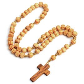 ARHZ 1 Item Rosary Evangelical Rosary Necklace, Rosary Bracelet, Catholic Rosary, Rosary for Communion with Retro Cross, Rosary for Rosary Catholic (Wood Colour)