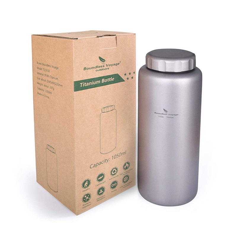 Boundless Voyage 1050ml Pure Titanium Bottle, Wide Mouth, Large Capacity,