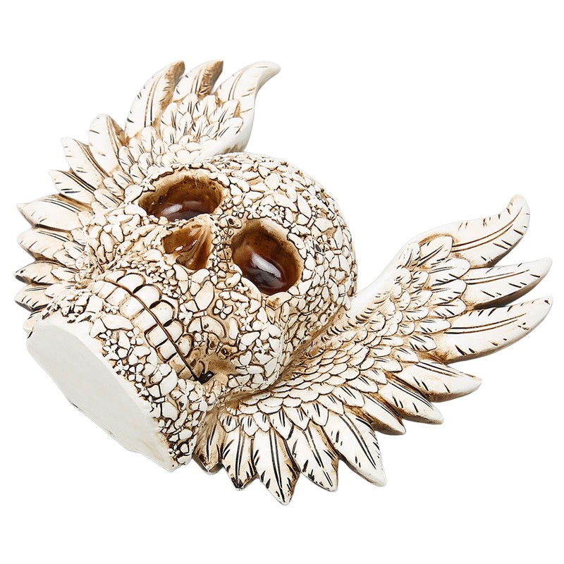 Skull Statue Butterflies Pattern Handcraft Exquisite Skeleton Head Statue with