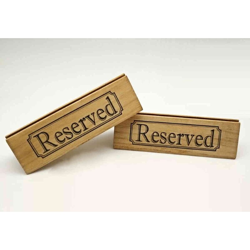 Set of 2 Wooden Table Reserved Bar Restaurant Cafe Reserved