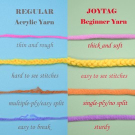 4 Pack Rainbow Beginner Crochet Yarn for Crocheting and Knitting Multicolor Cotton Crochet Yarn for Beginners with Easy-to-See Stitches Cotton-Nylon Blend Easy Yarn for Beginners(Rainbow 03)