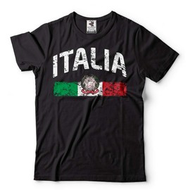 Silk Road Tees Italia T-Shirt Italy Flag Italian Mens Tee Shirt Medium Black