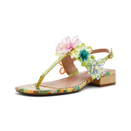 Betsey Johnson Women's Jaydda Flat Sandal, Yellow Multi, 8.5