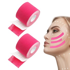Face Lifting Tape - 2.5 cm x 5 m Multifunctional Anti Wrinkle Face Tape, High Elastic Kinesiology Facial Forehead Eyes Lips Wrinkle Patches, Double Chin Remover, Face Tape Against Wrinkles, 2 Rolls