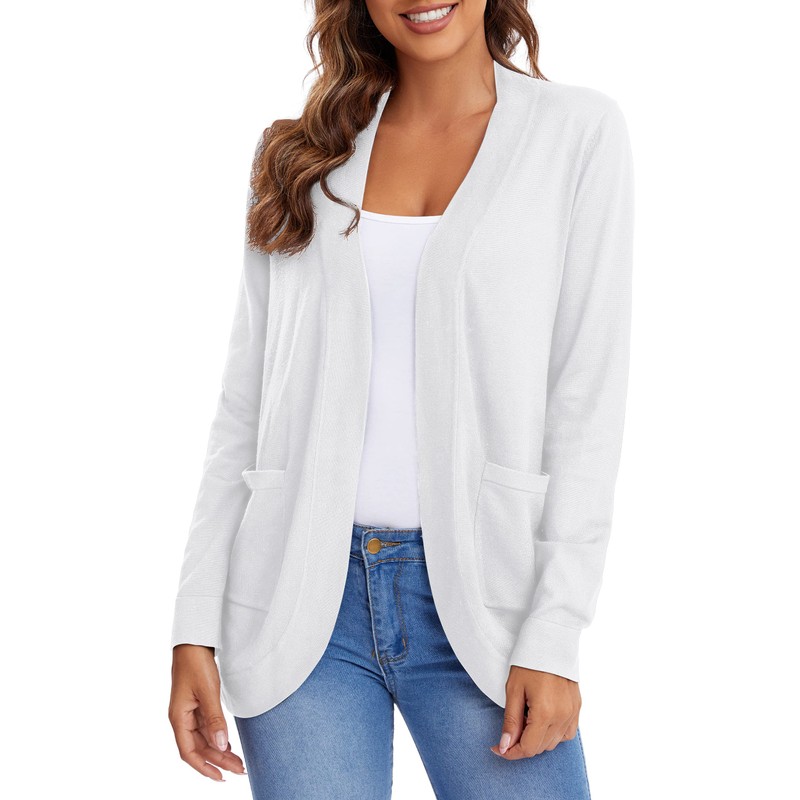 Urban CoCo Womens' Long Sleeve Knit Sweater Cardigans Curved Hem