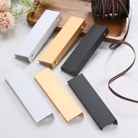 M METERXITY 2-Pack Cabinets Drawers Edge Pulls, 11.81" Aluminum Drawer Edge Pulls Concealed Tab Handle for Wardrobe/Kitchen Drawers/Cabinet Doors/Furniture [Matte White]