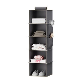 YOUDENOVA Hanging Closet Organizer, 5-Shelf Closet Hanging Storage Shelves, Grey