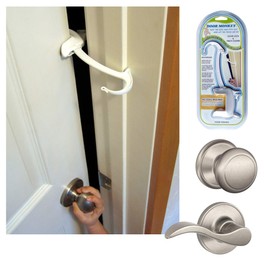 Door Monkey DOOR MONKEY Child Proof Door Lock & Pinch Guard - for Door Knobs & Lever Handles - Easy to Install - No Tools or Tape Required - Baby Safety Door Lock for Kids - Very Portable - Great for Dogs & Cats