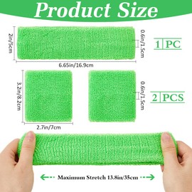 GORGECRAFT 3Pcs Neon Sports Headband Wristband Set Sports Competitions Sweatbands Breathable Terry Cloth Athletic Bands Wicking Sweat Absorbing Head Wrist Band for Men Women (Lime Green)