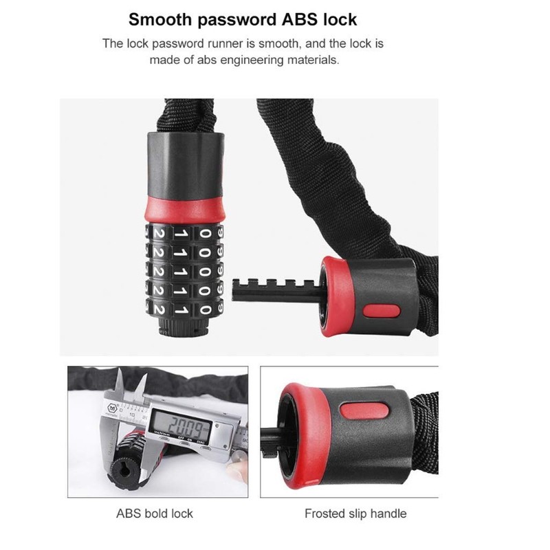 C&J Bicycle Lock, Security Anti-Theft Bicycle Chain Lock - No