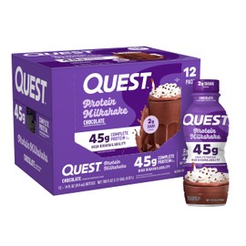 Quest Nutrition Chocolate Protein Shake, 45g Protein, 2g Sugar, 4g Net Carbs, Ready to Drink, Gluten Free, 12 Count