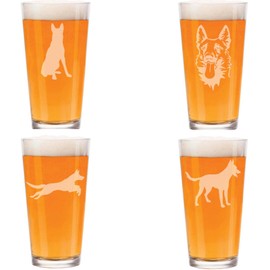 MIP 16 oz Beer Pint Glass Gift Set Of 4 Belgian Malinois Collection