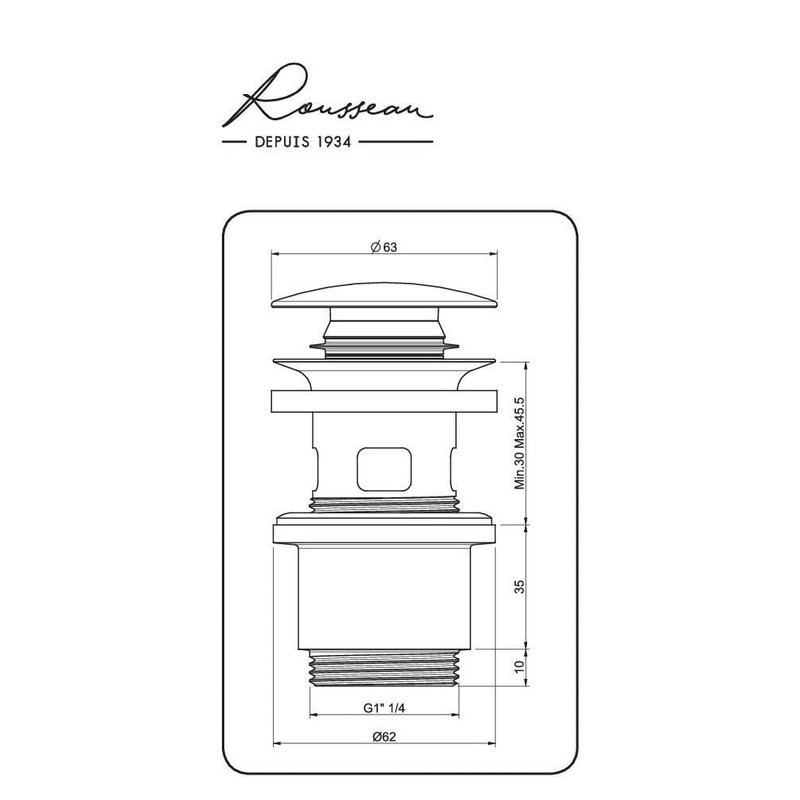 Edouard Rousseau Brushed Brass Waste with Overflow