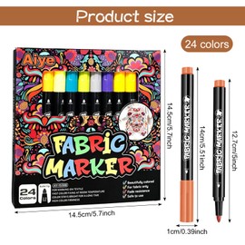 KYSUN 24 Color Fabric Markers Pens Set, Textile Marker Pen, Fabric Markers Washable Resistant, Fabric Paint Pens for Clothes, Fabric Pens, Art Markers Craft Paint Pens for Clothes Bag DIY Crafting