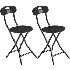 5Rcom Folding Stool, 2 Pack 18 inch Folding Bar Stool with Backrest and Handle, Foldable Stools for Adults Up to 350lbs, Collapsible Round Folding Counter Height Stool Chair for Camping Kitchen