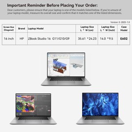 Smatree 16 inch Laptop Sleeve for HP ZBook Studio 16 inch G11/G10/G9 Mobile Workstation PC, for HP Spectre x360 2-in-1 Laptop 16t/16, Protective Laptop Case with Accessory Pocket, YKK Zipper (E602)