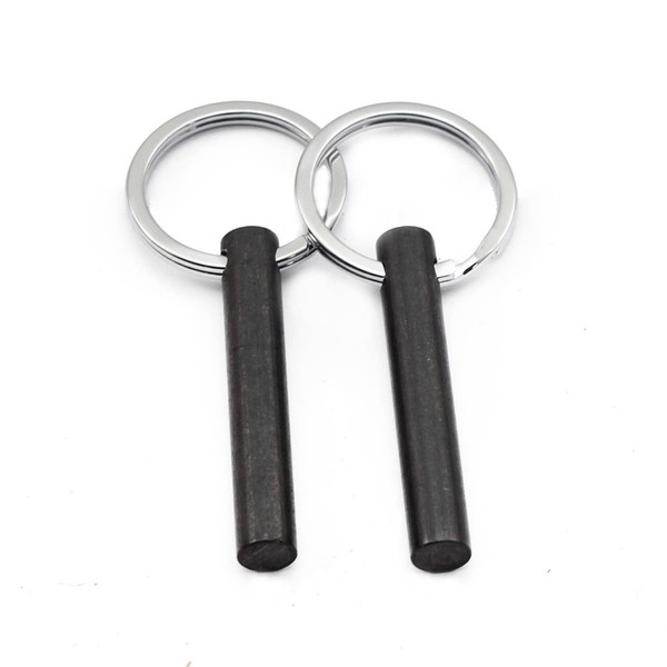 bayite Survival Drilled Ferrocerium Flint Fire Starter Rod with Keychain Ring 2 Inch Pack of 2
