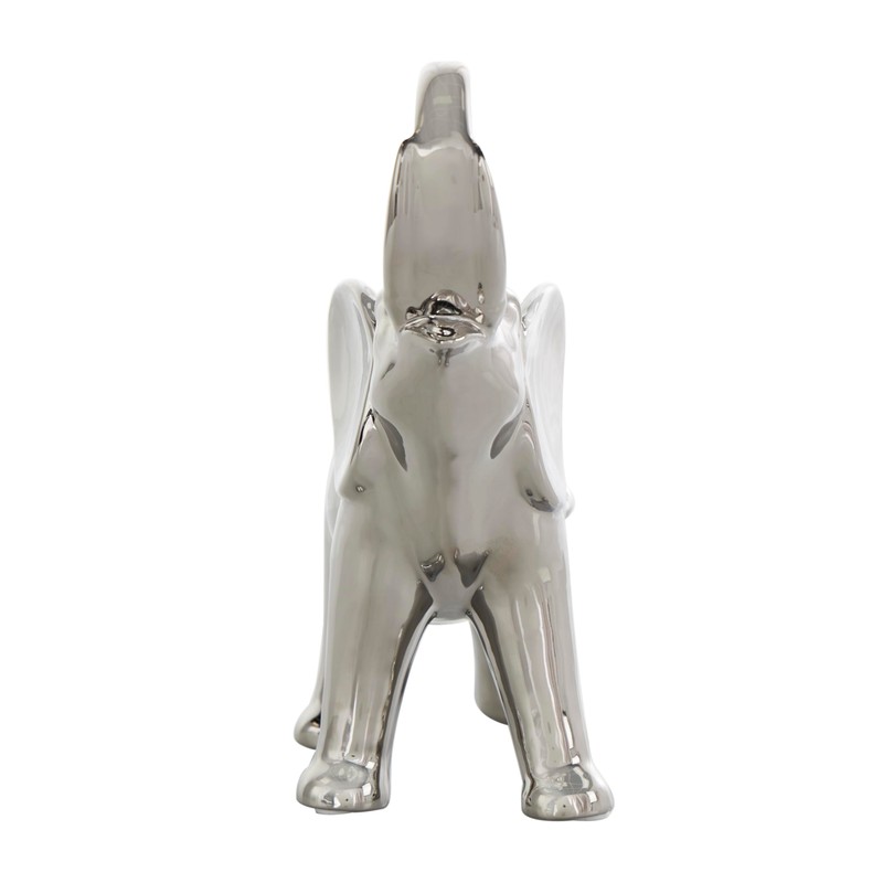 Deco 79 Ceramic Elephant Decorative Sculpture Standing Home Decor Statue,
