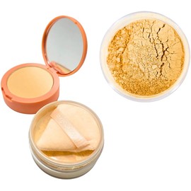 Insta-Ready Polvo Suelto Matificante 2 en 1, Acabado Natural Sedoso, Control de Brillo, Fijador de Maquillaje con Espejo y Borla