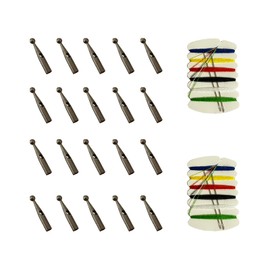 20 Pcs Metal Folding Umbrella Tips Parts, Universal Umbrella Tail Beads Repair for Umbrella Cover Replacement with 2 Set Needles Threads (Hole 2mm)