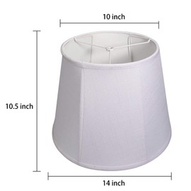 Double Tootoo Star White Lamp Shade Set of 2, Large Drum Lampshade for Floor Light and Table Lamp 10x14x10 inch, DIY Fabric Natural Linen Hand Crafted, Spider (White, 10x14x10 inch)