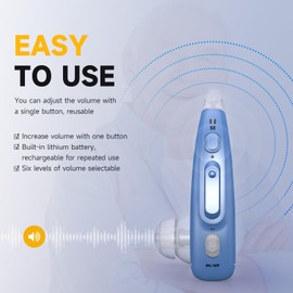 Hlfoaih Compact, portable noise-canceling Hearing Amplifier, rechargeable, delivers clear all-around sound