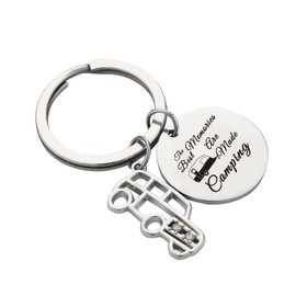 Camper Keychain Keyring Happy RV Keychain Camping Gifts For Men Women Teenager Camper Lover Travel Trailers Vacation, Camper, Medium