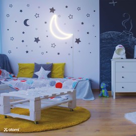 Atomi Smart Neon LED Light I Decorative Wall Art for Bedrooms, Bars & DIY Designs I USB Powered, 10 ft Cord - White Moon