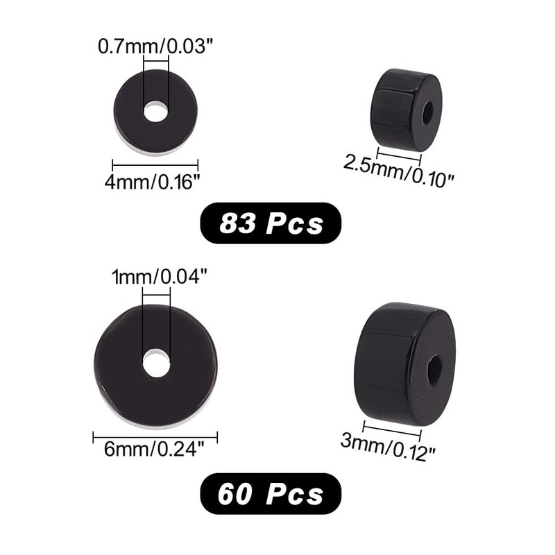 arricraft 143 Pieces Natural Black Onyx Beads, 2 Sizes, Dark