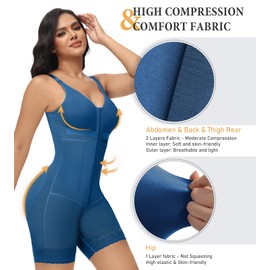 M MYODRESS Fajas Colombianas Moldeadoras Full Body Shapewear for Women Tummy Control Bodysuit Post Surgery Compression Blue