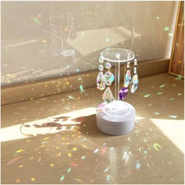 Automatic Rotating Suncatcher for Windows - 6 Pcs Crystal Prisms Rainbow Maker, Indoor/Outdoor Decor for Living Room, Garden, Office, Unique Gift for Mother's Day, Birthday, Wedding (Color Set2)