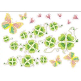 Beauticom Butterfly & Clovers Artwork Kids Living Room Decor Wall Sticker Decal 15" X 23"