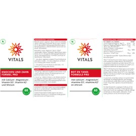 Vitals - Knochen und Zahn Formel Pro 60 Tabletten mit Calcium, Magnesium, Vitamin D3, Vitamin K2 und Silicium. Für Vegetarier und Veganer geeignet.