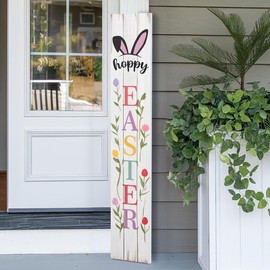 8"x48" Easter Welcome Sign for Front Door, Happy Easter Sign for Front Porch Decorations for Outdoors, PVC Sign (Design 8)