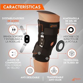 Hyperz - Rodillera Ortopedica de Compresión con Soportes Mecánicos Laterales y Almohadilla para Banda Rotuliana Rodillera Deportiva para Meniscos, Sop