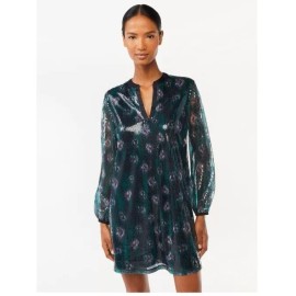 Scoop Women's Printed Sequin Midi Pencil Skirt Multicolor Size Medium (8-10)