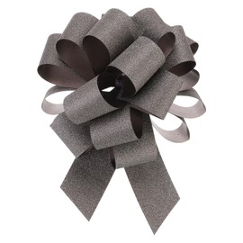 MECCANIXITY 10pcs 8" Glitter Car Large Pull Bow Gift Wrapping Bows for Christmas Flower Presents Birthday Wedding Car, Brown