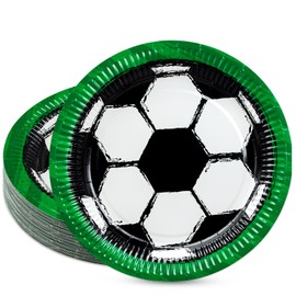 BFB Paper Plates Football 23 cm Pack of 50 Goal Party Plates Paper Plates Party Tableware Set for Football Party, Children's Birthday, Back to School, Graduation