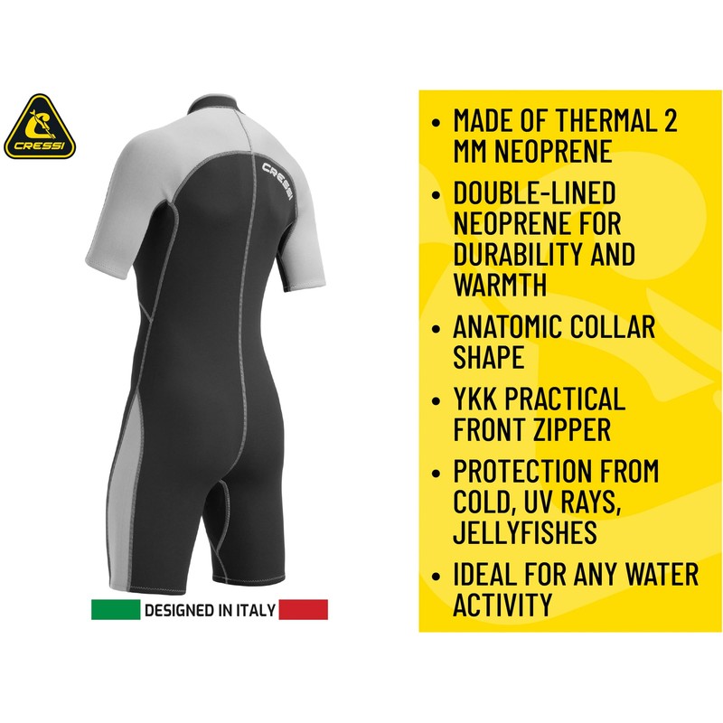Cressi Lido 2 mm Lady Short Sleeves Short Wetsuits, Black/Aquamarine,
