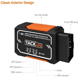 Tacklife OBD2 Scanner, Tacklife Bluetooth OBD2 Diagnostic real-time scanning Tool, AOBD1B
