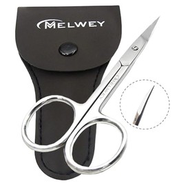Tijeras para cejas y pequeñas para cutículas, 3.7 pulgadas, tijeras de manicura TSA de hoja curvada, acero inoxidable para pestañas, vello facial, vel