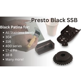 Presto Black Stainless Steel Blackener (SSB) by Birchwood Technologies - Cold Brush on Blackening Solution for Stainless alloys, Traditional Patina Stainless Black Oxide Touch-up (1 Quart)