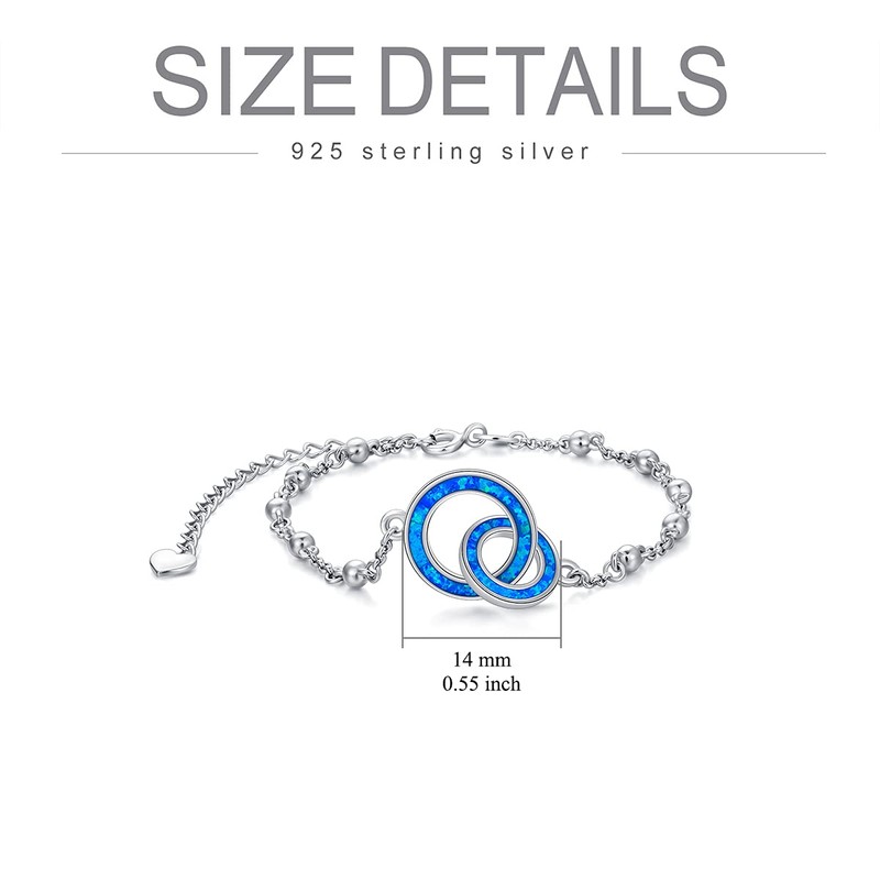 Blue Opal Mother Daughter Bracelet Interlocking Bracelet for Mother Daughter