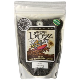 Hawaii's Local Buzz Premium Black Label Extra Fancy, Dark Roast Whole Bean, 7 Ounce