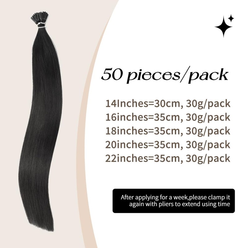 Boymia Extensiones De Cabello Humano Con Punta I, N.° 1B,